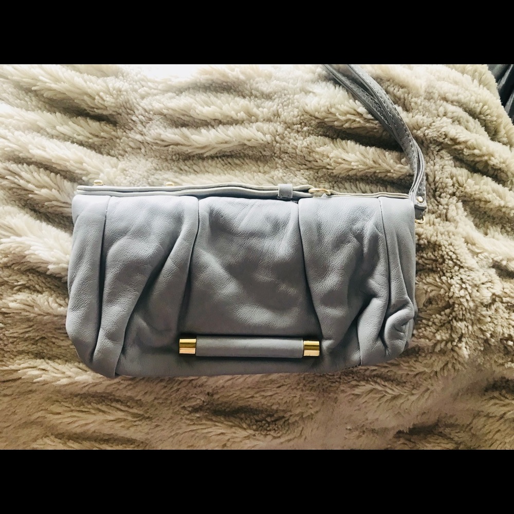 HYPE GREY LEATHER CLUTCH